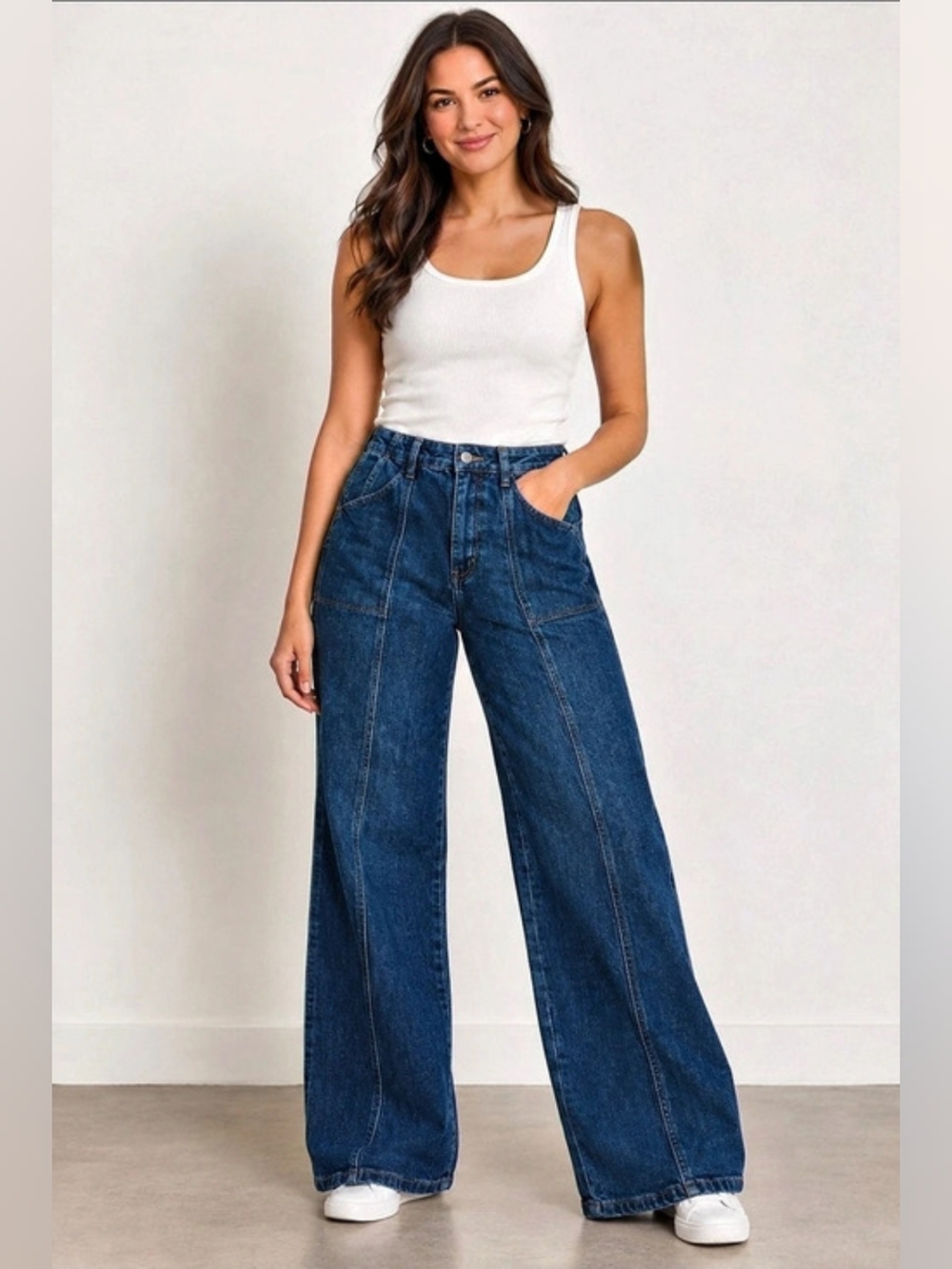 Old Navy High-Rise Wide Leg Jeans in Blue Waist 12 / Elastic Waistband